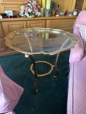 Solid Brass Glass Top Side Table