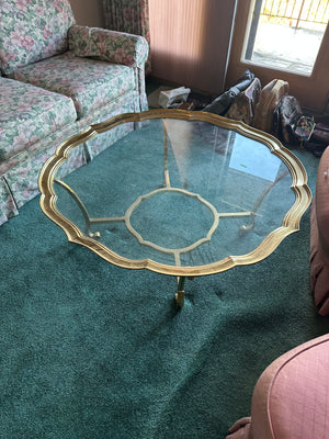 Solid Brass Glass Top Coffee Table