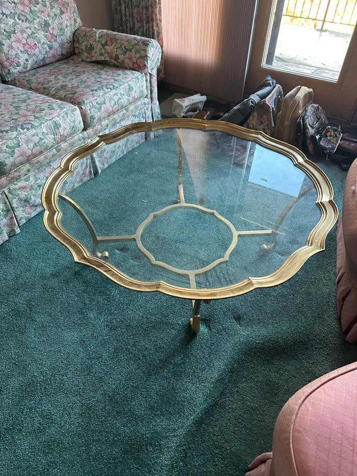 Solid Brass Glass Top Coffee Table