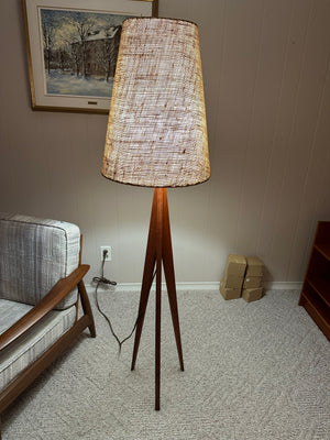 MCM Teak Tripod Lamp