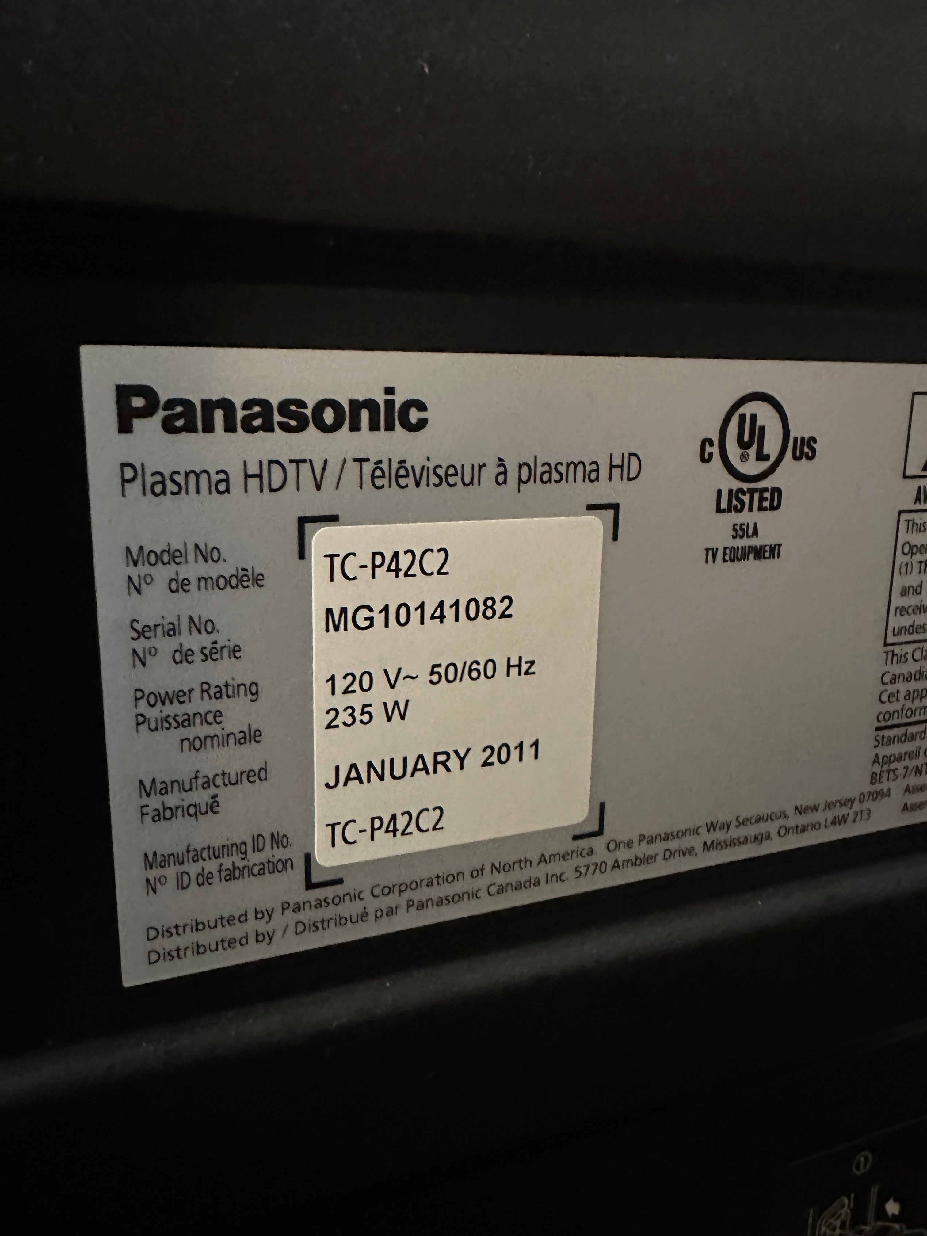 42” Panasonic Plasma TV