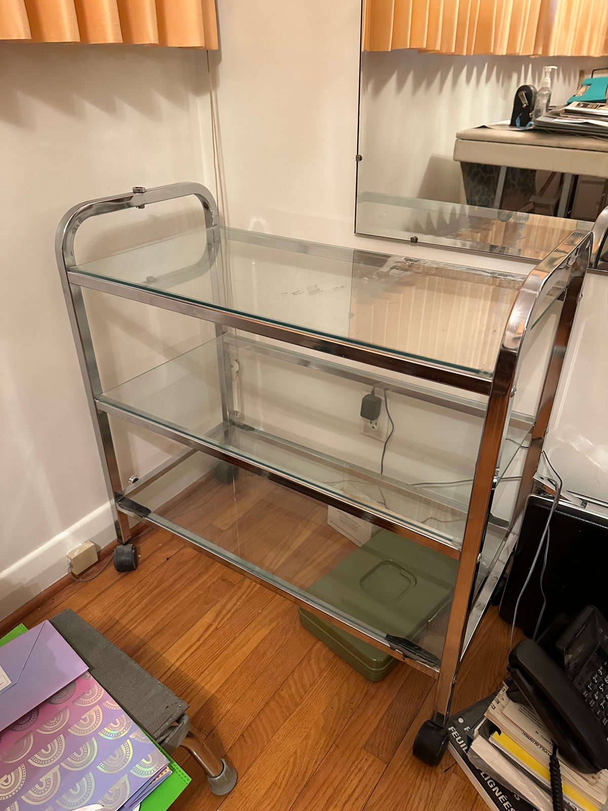 MCM Chrome Glass Tea Cart