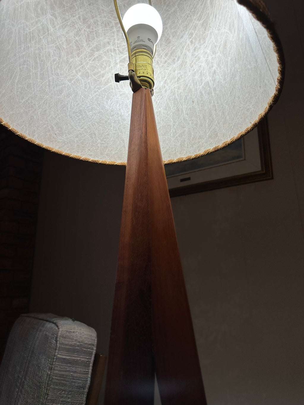 MCM Teak Tripod Lamp
