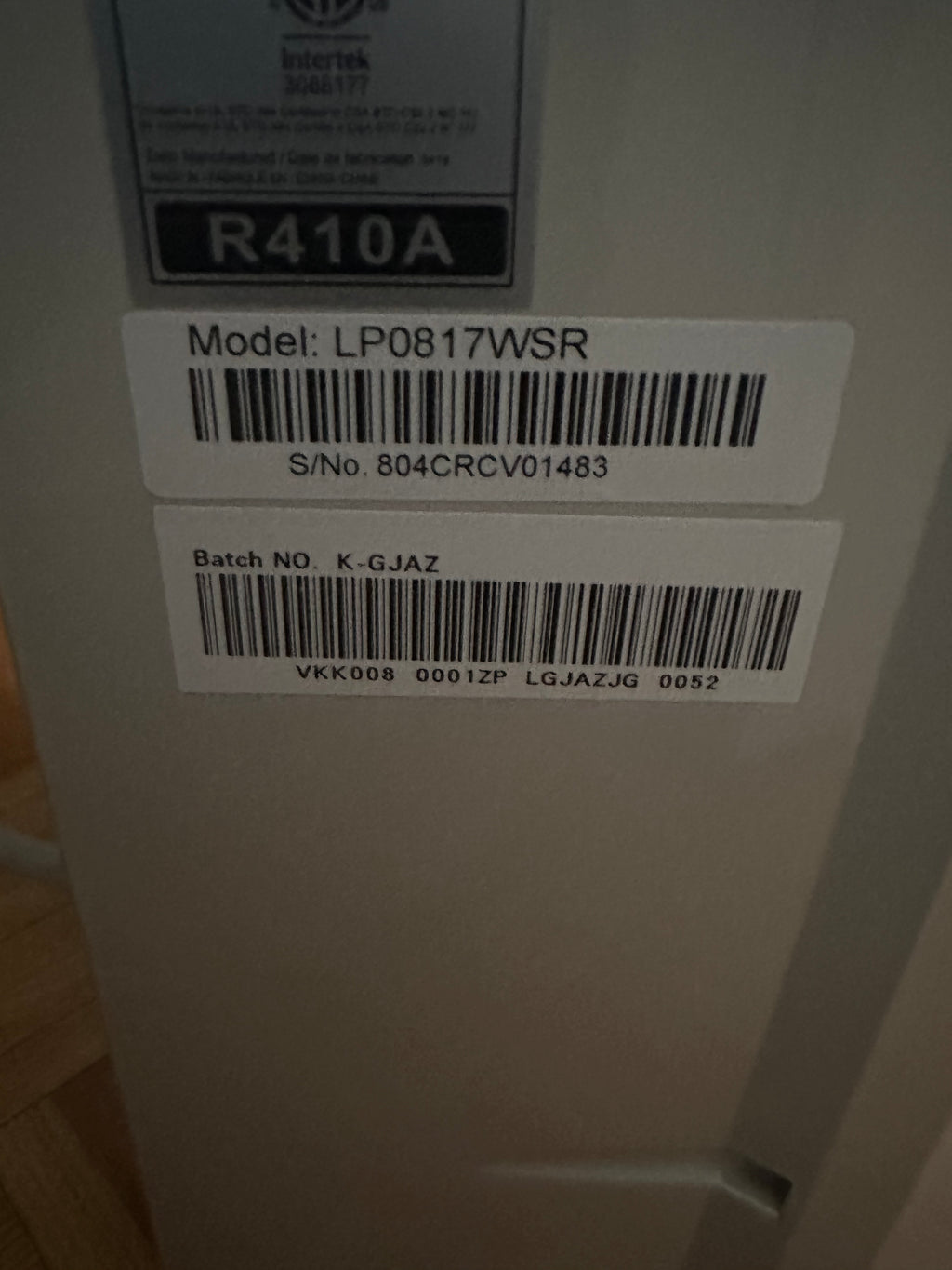 LG Window A/C Unit