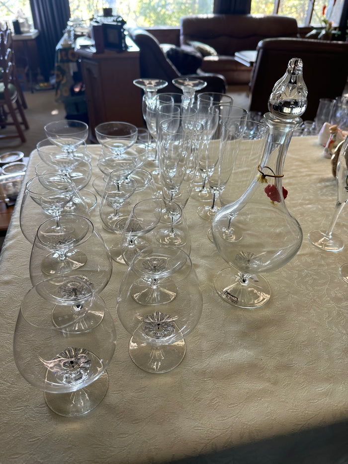 Belfor "Exquisite" Crystal Black Core Stemmed Glassware Lot