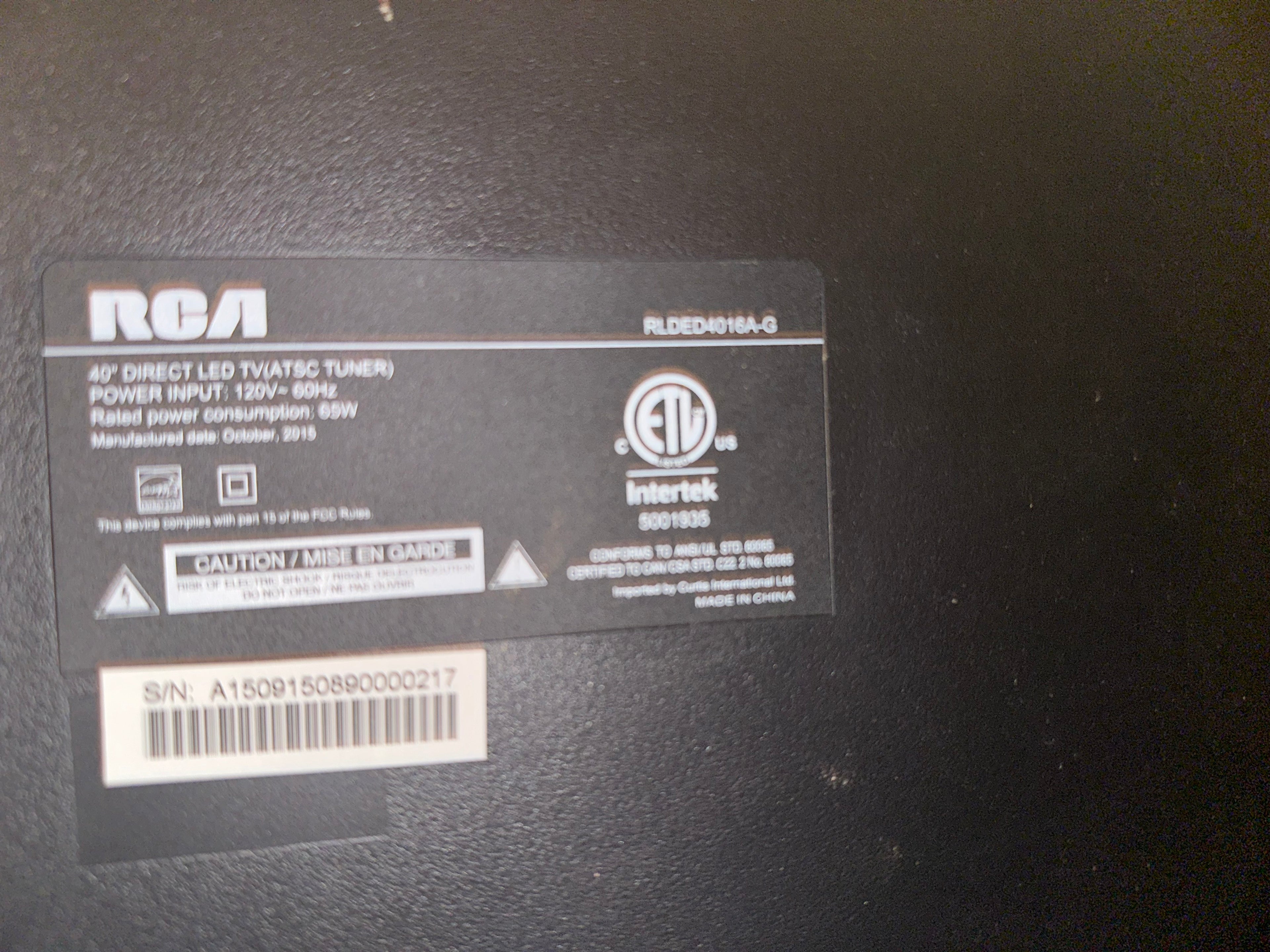 40” RCA TV