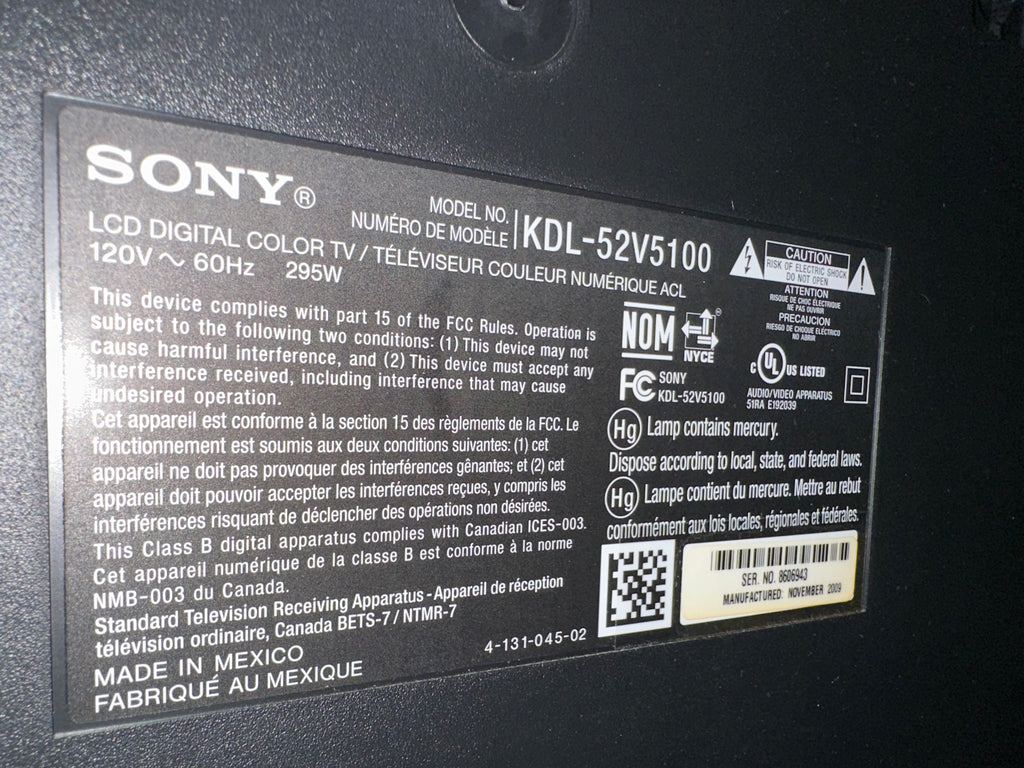 52” Sony LCD TV