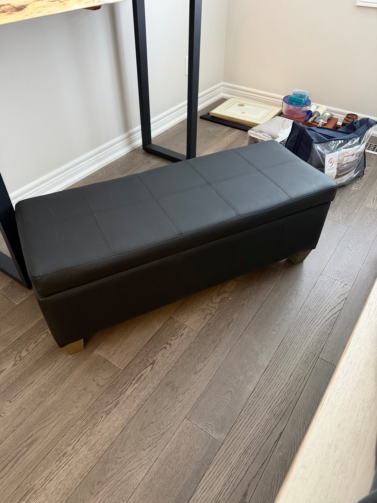 Bouclair Leather Storage Ottoman