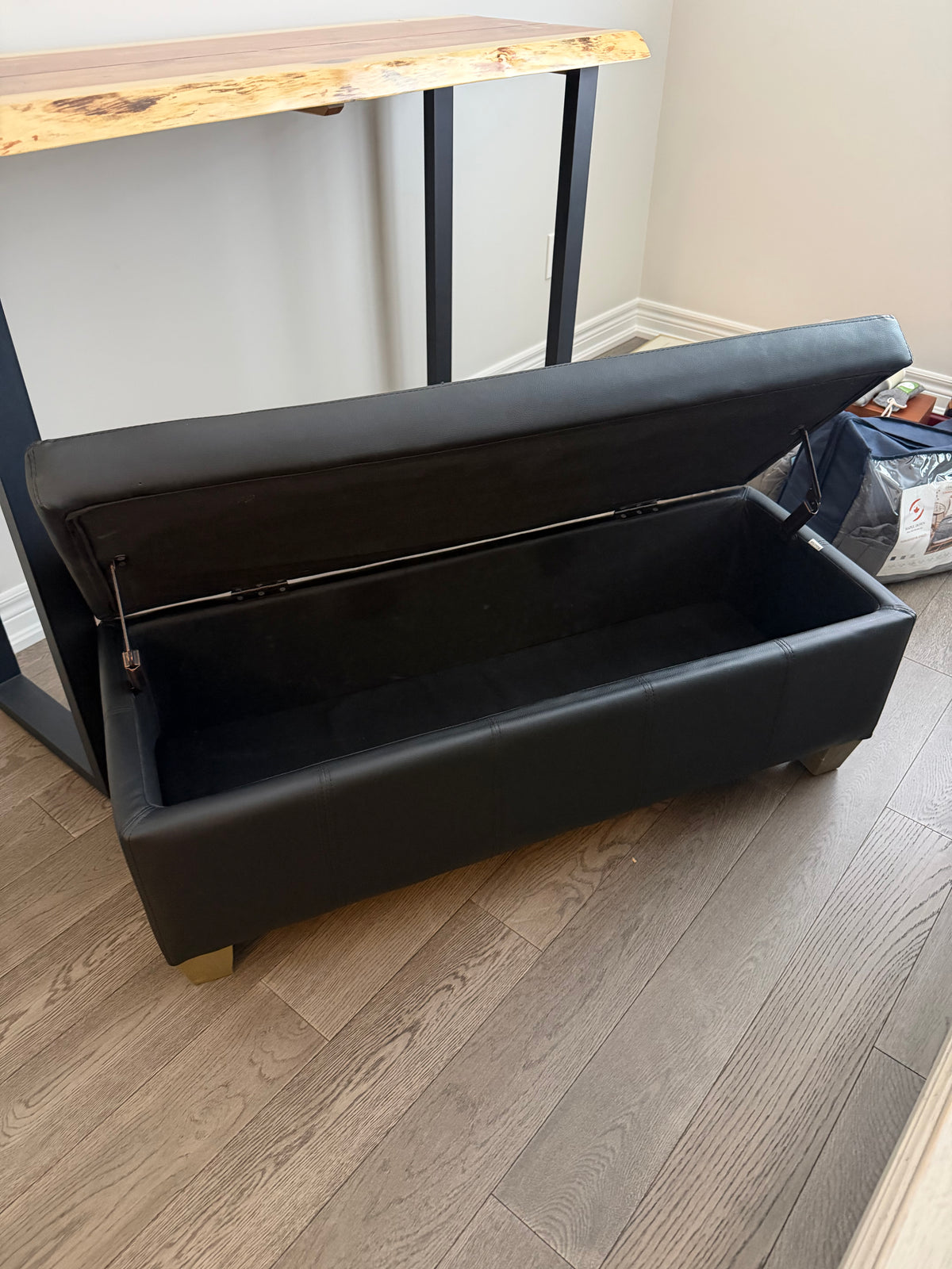 Bouclair Leather Storage Ottoman
